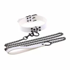 Collier-Laisse PUNK Blanc