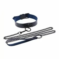 Collier-Laisse PUNK Bleu Marine